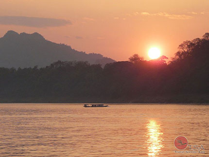 Sonnenuntergang Mekong Laos
